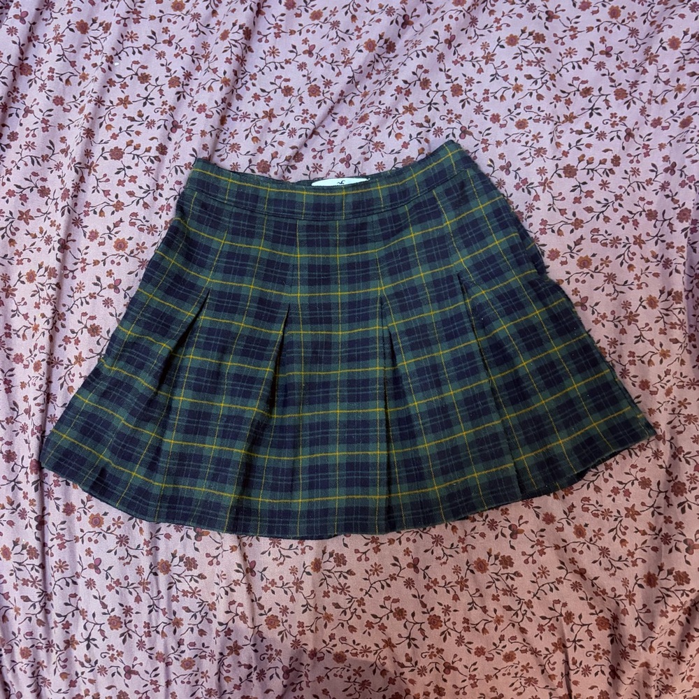 Hollister Green and Blue Plaid A-Line Skirt